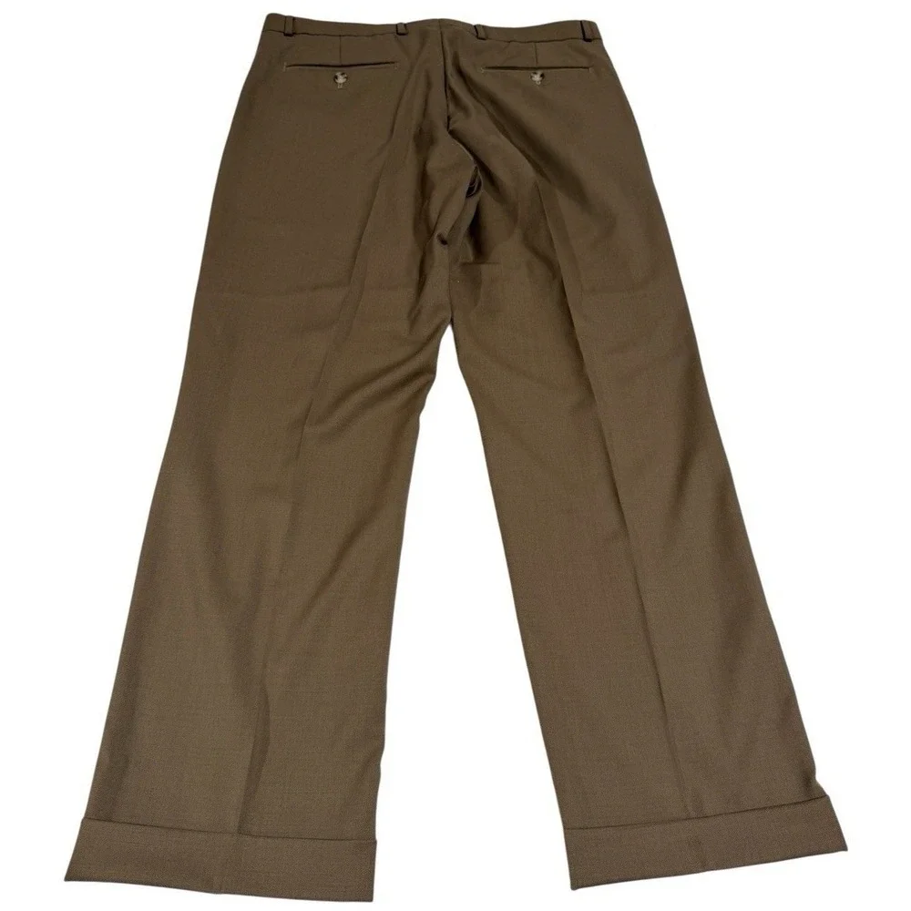 Ballin Comfort-EZE Super 120s Wool Dress Pants Mens 35x29 Tan‎ Brown Cuffed